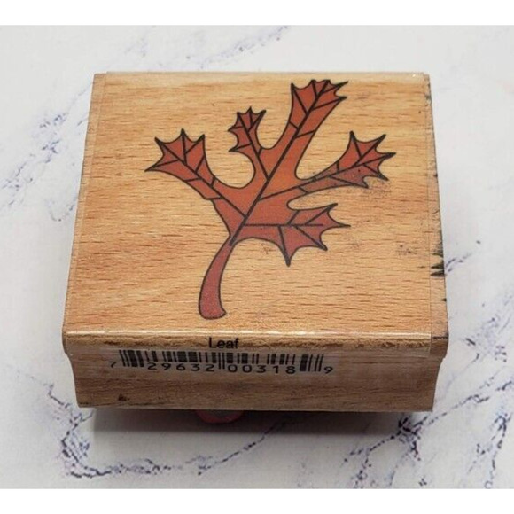 Fall Autumn Maple Leaf Sarah Beise Wood Mounted Rubber Stamp - Picture 1 of 7